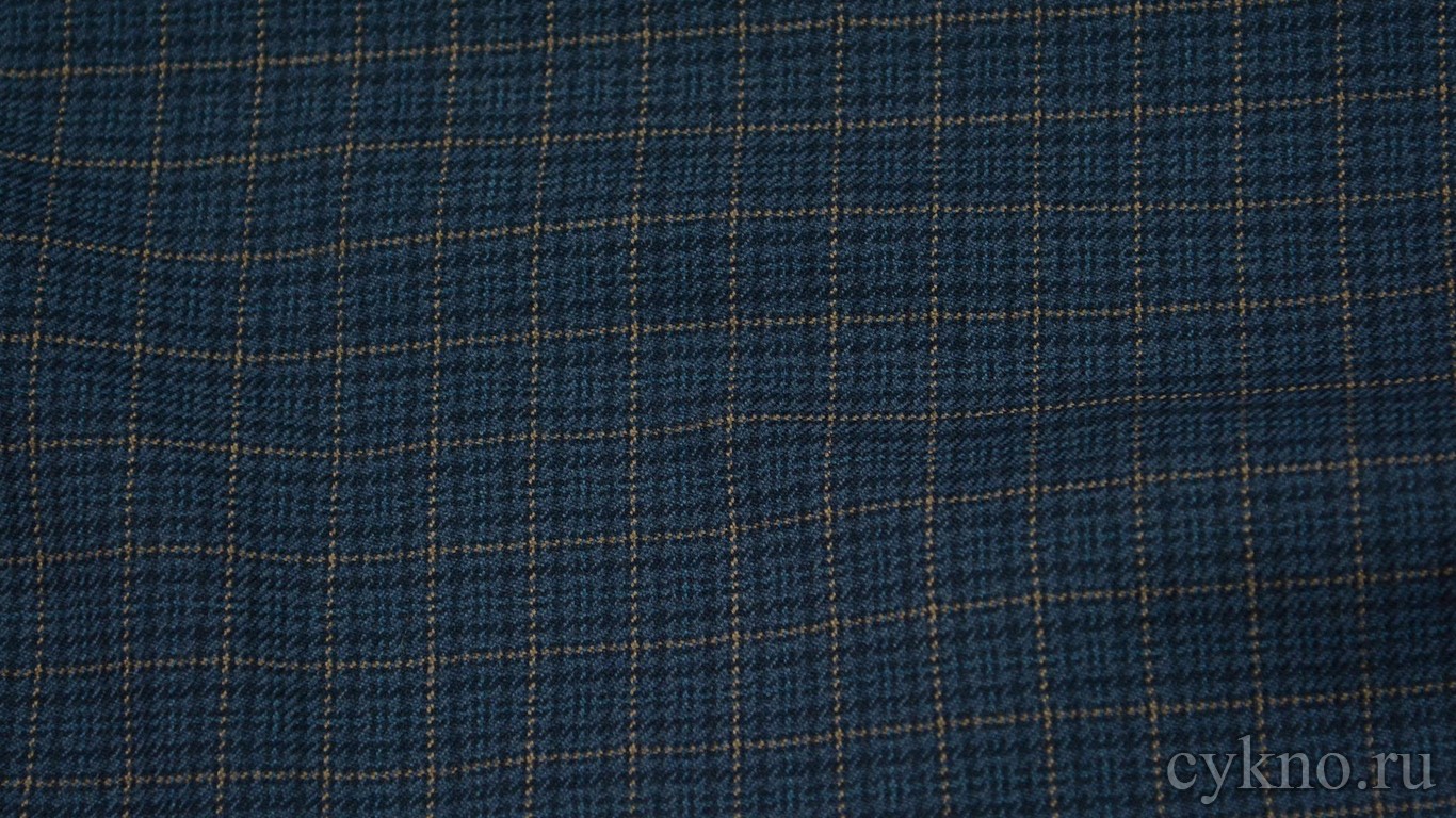 Шерсть Костюмная королевского синего цвета в клетку